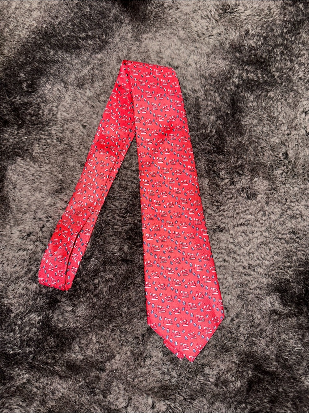 Paris Texas Apparel Co. “Thirsty Birds” Handmade Silk Red Pumpjack Oil Tie OS